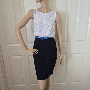 H&M Polka Dot Belted Sleeveless Dress SZ S
